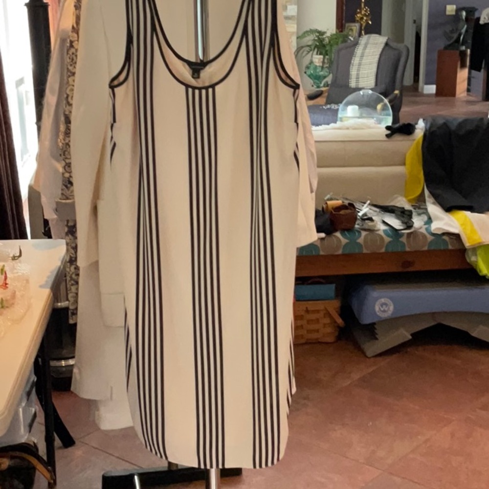 Ann Taylor Black and White Striped Dress